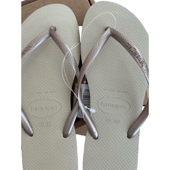Havaianas Slim Flip Flops for Women: Sand Grey/Golden, SZ 11/12, Iconic Comfort - Picture 8 of 8